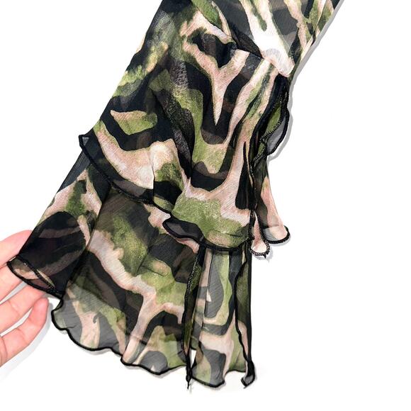 Asos Design Fairy Sheer Tie Front Ruffle Sleeve Crop Top Size 8 - Picture 9 of 15